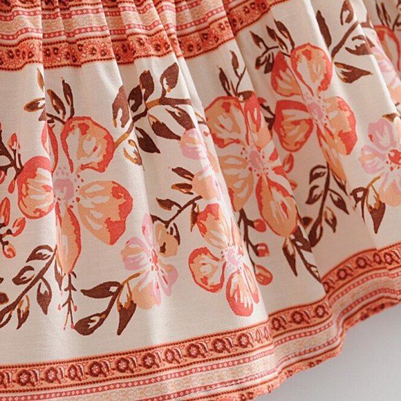 Boho Pink Cherry Blossom Flower Print Mini Dress - Picture 6 of 16